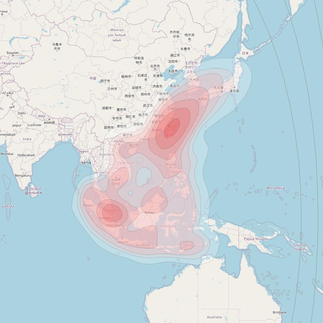 ST 2 at 88° E downlink Ku-band K1 beam coverage map