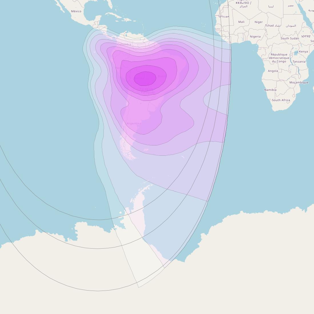 Galaxy 28 at 89° W downlink C-band SAM Beam coverage map