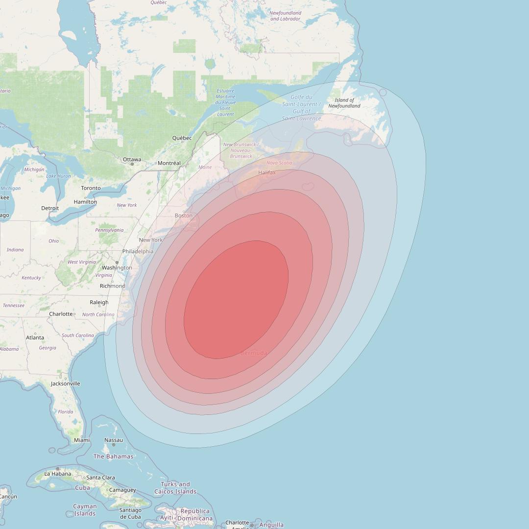 Intelsat 40E at 91&deg; W downlink Ku-band K22 User Spot beam coverage map