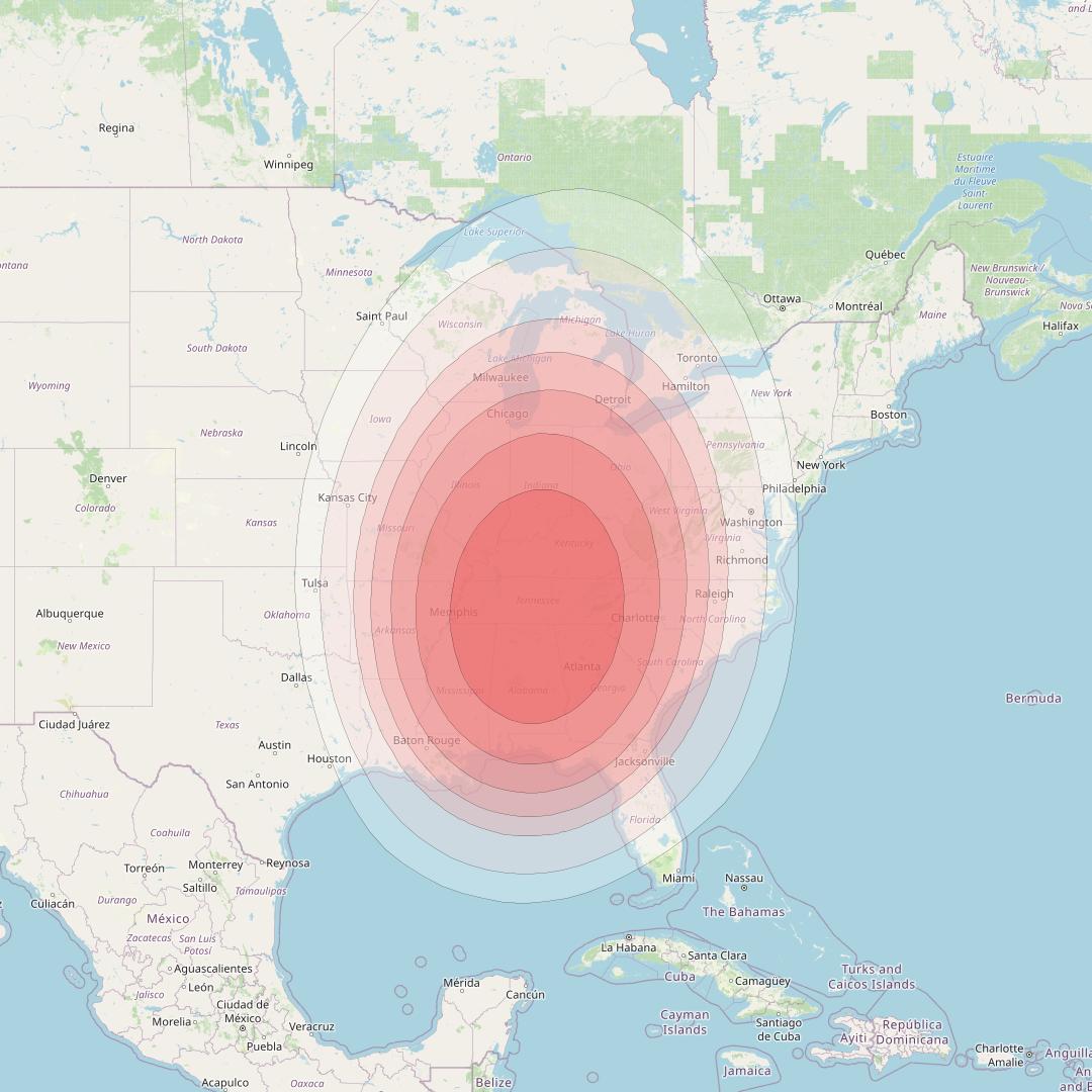 Intelsat 40E at 91&deg; W downlink Ku-band K24 User Spot beam coverage map