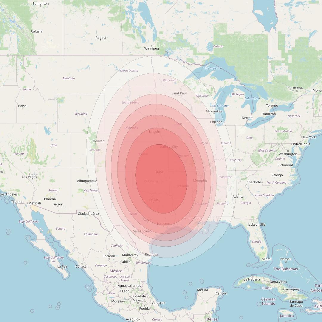 Intelsat 40E at 91&deg; W downlink Ku-band K25 User Spot beam coverage map