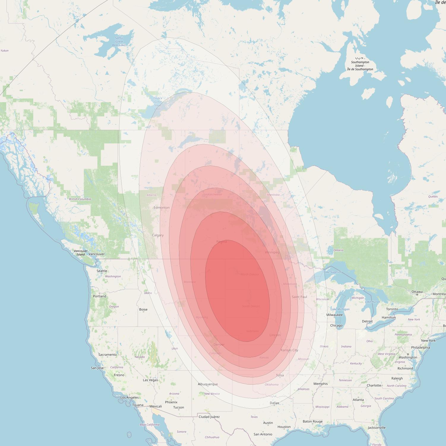 Intelsat 40E at 91&deg; W downlink Ku-band K33 User Spot beam coverage map