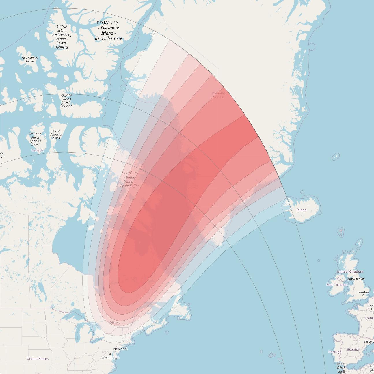 Intelsat 40E at 91&deg; W downlink Ku-band K37 User Spot beam coverage map