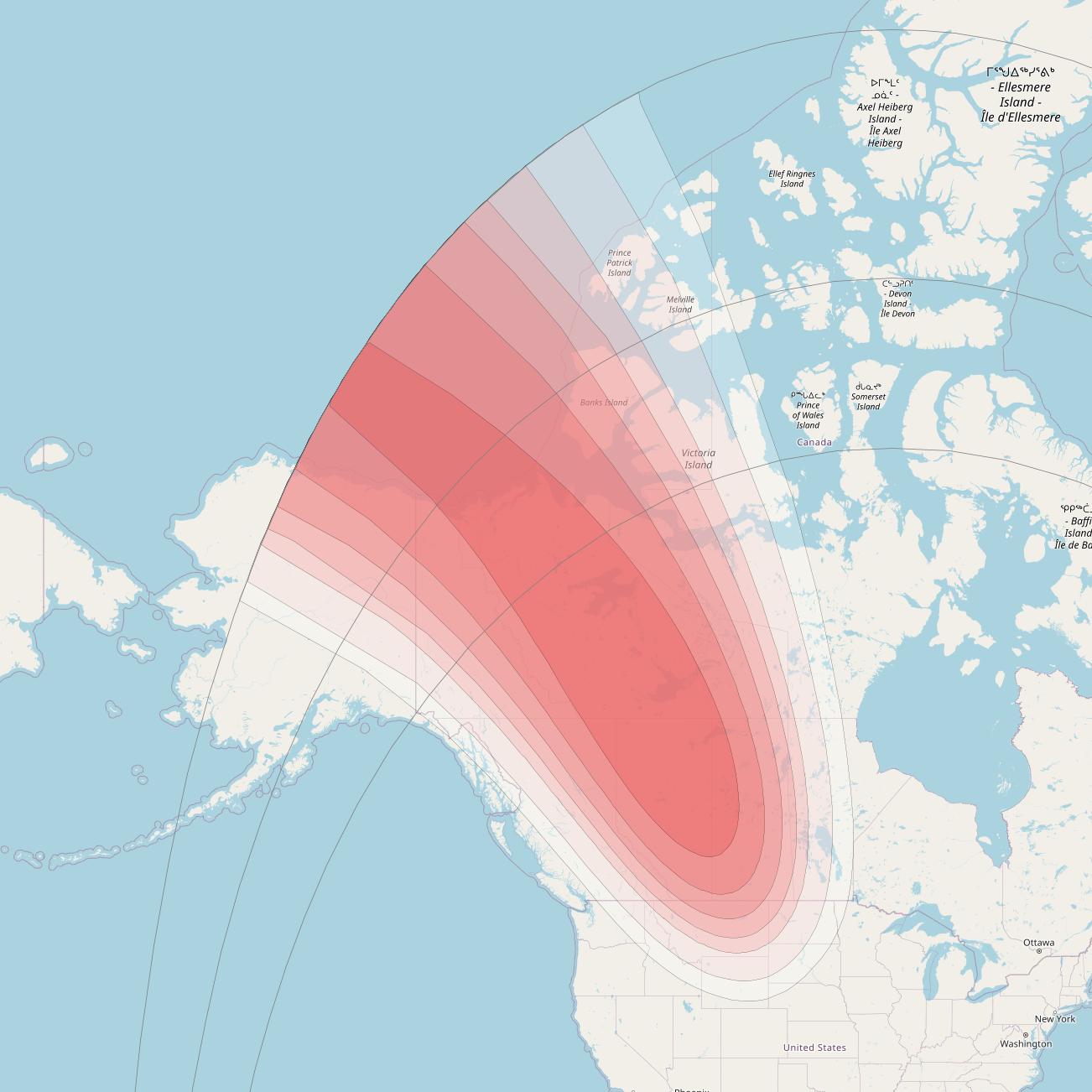 Intelsat 40E at 91&deg; W downlink Ku-band K40 User Spot beam coverage map