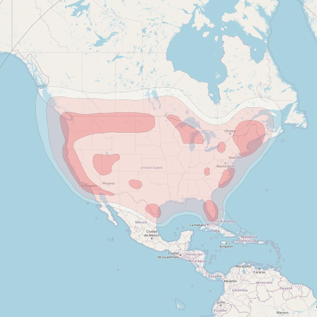 Galaxy 32 at 91° W downlink Ku-band North America beam coverage map