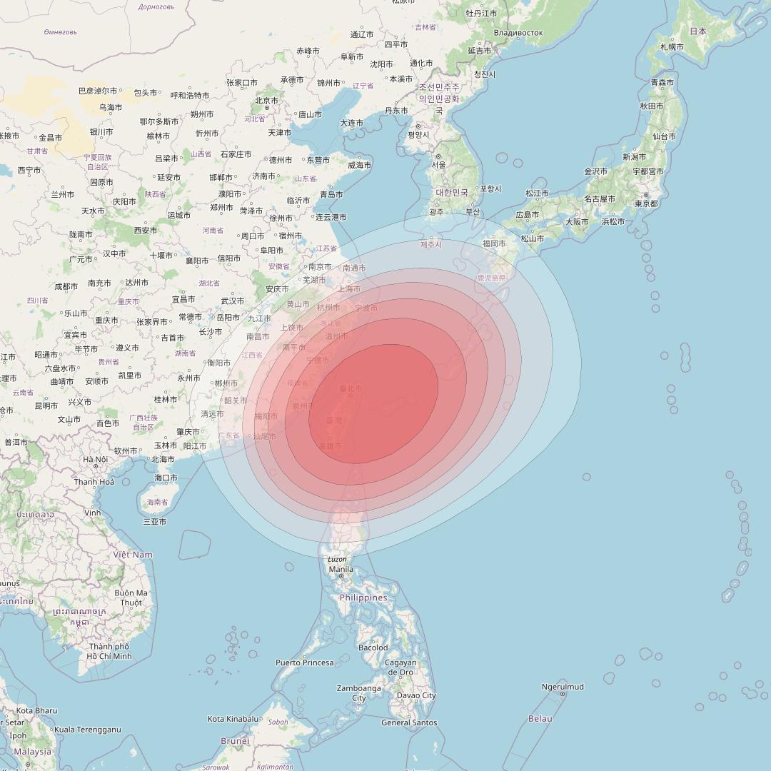 SES 12 at 95° E downlink Ku-band NE13 Spot beam coverage map