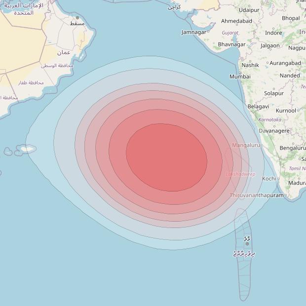 SES 12 at 95° E downlink Ku-band SA12 Spot beam coverage map