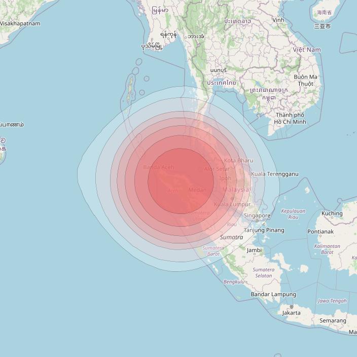 SES 12 at 95° E downlink Ku-band SE04 Spot beam coverage map