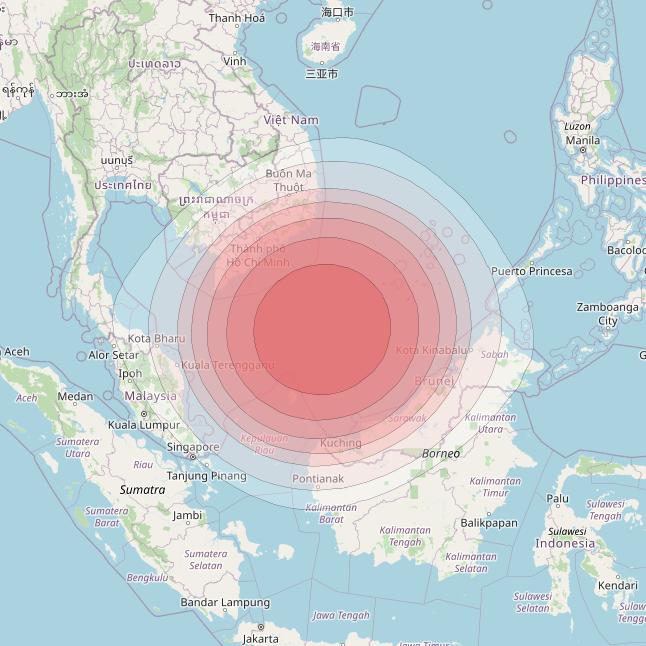 SES 12 at 95° E downlink Ku-band SE06 Spot beam coverage map