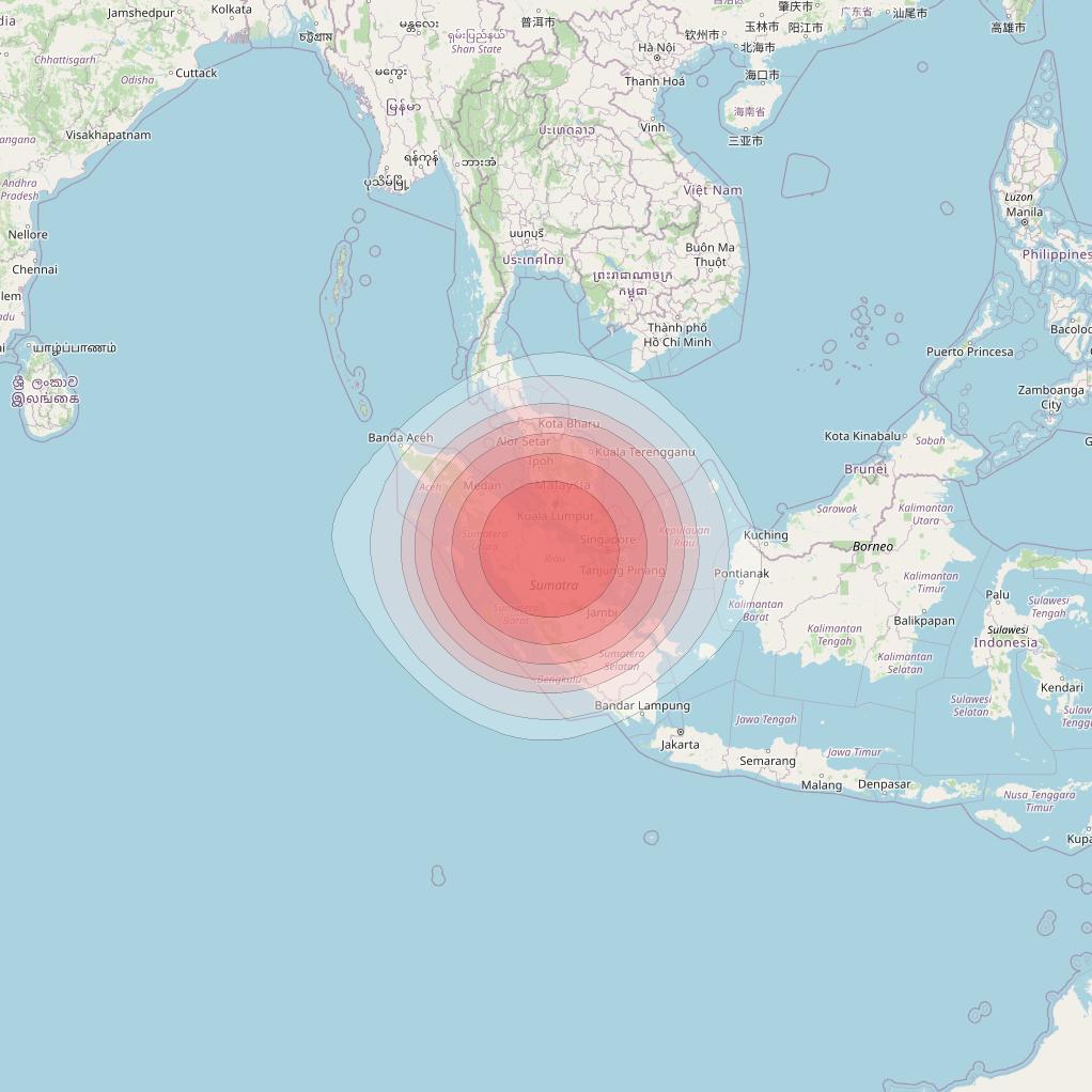 SES 12 at 95° E downlink Ku-band SE07 Spot beam coverage map