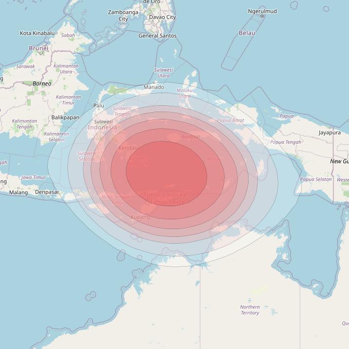 SES 12 at 95° E downlink Ku-band SE15 Spot beam coverage map