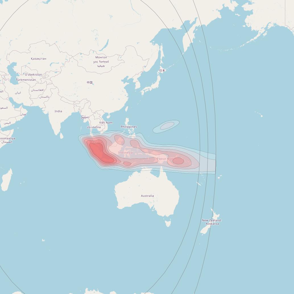 SES 12 at 95° E downlink Ku-band South East Asia beam coverage map