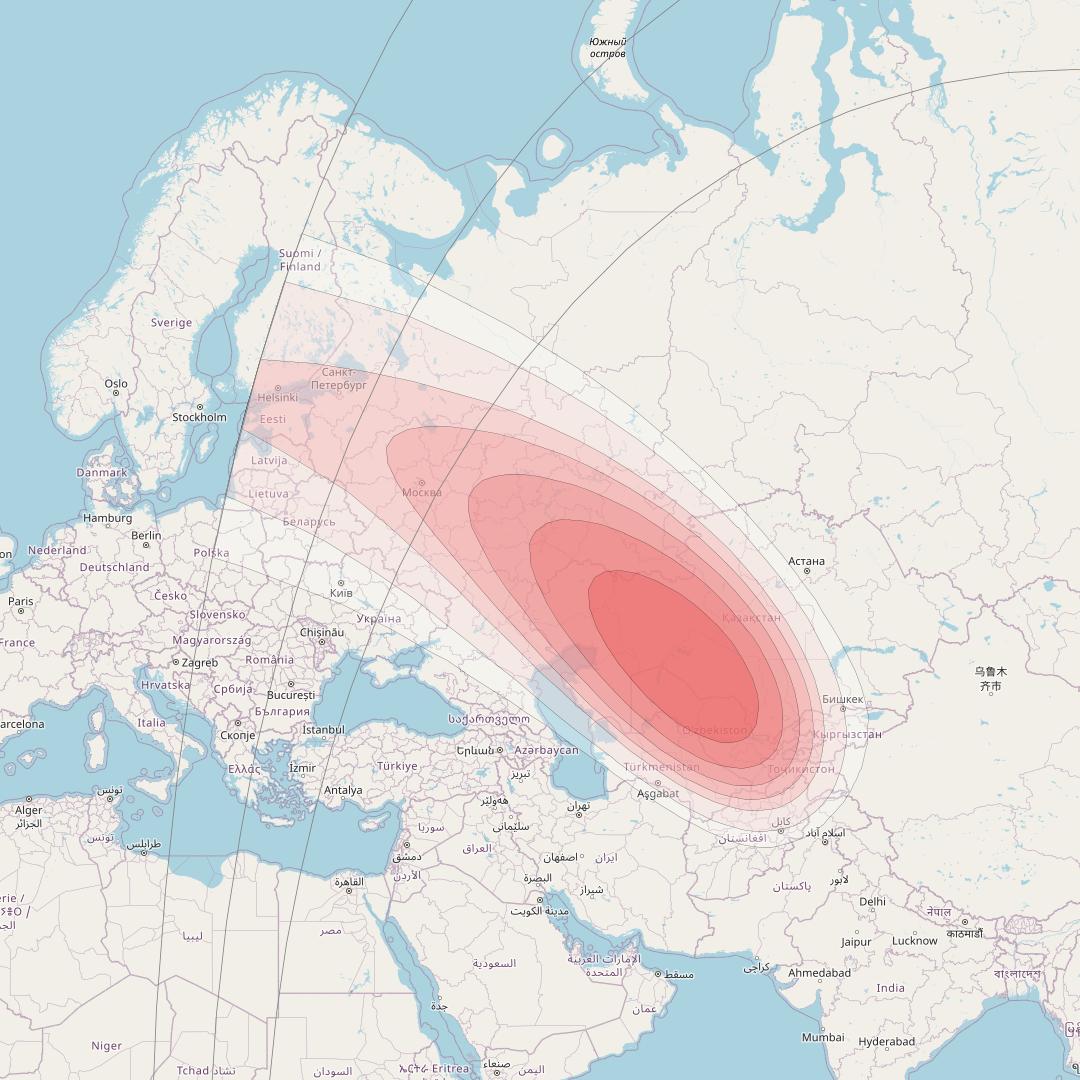 SES 12 at 95° E downlink Ku-band WA01 Spot beam coverage map