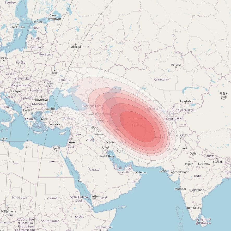 SES 12 at 95° E downlink Ku-band WA05 Spot beam coverage map