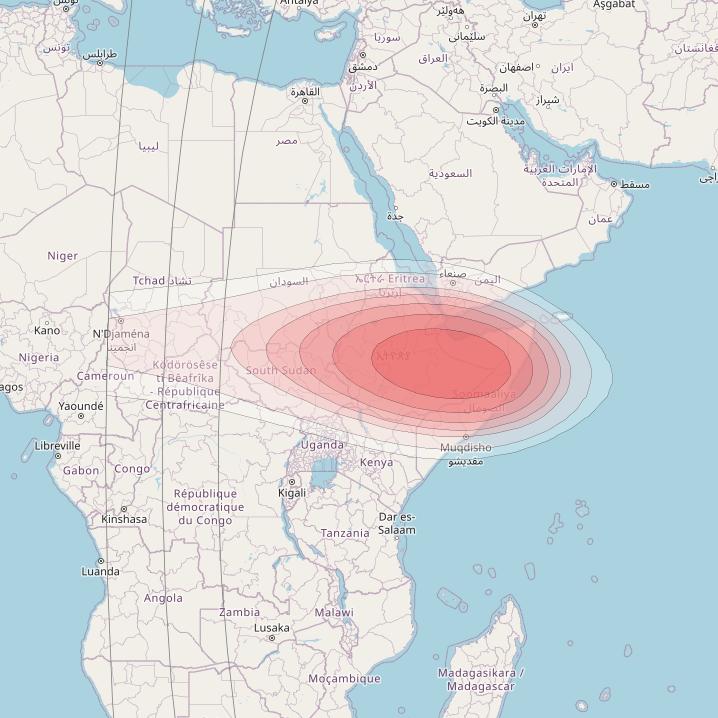 SES 12 at 95° E downlink Ku-band WA14 Spot beam coverage map