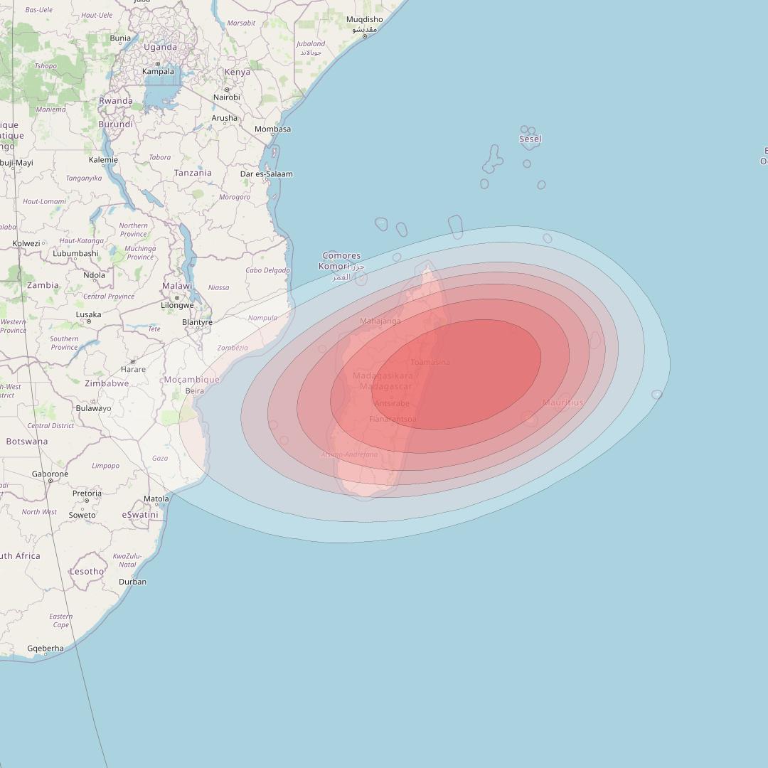 SES 12 at 95° E downlink Ku-band WA17 Spot beam coverage map