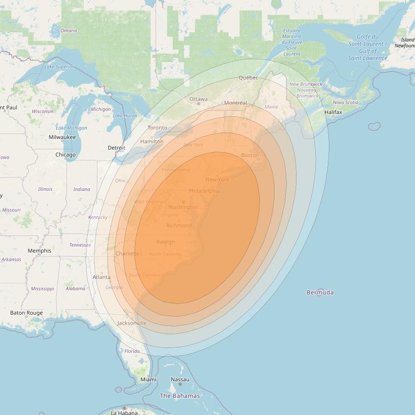 Spaceway 3 at 95° W downlink Ka-band Regional RD12 beam coverage map