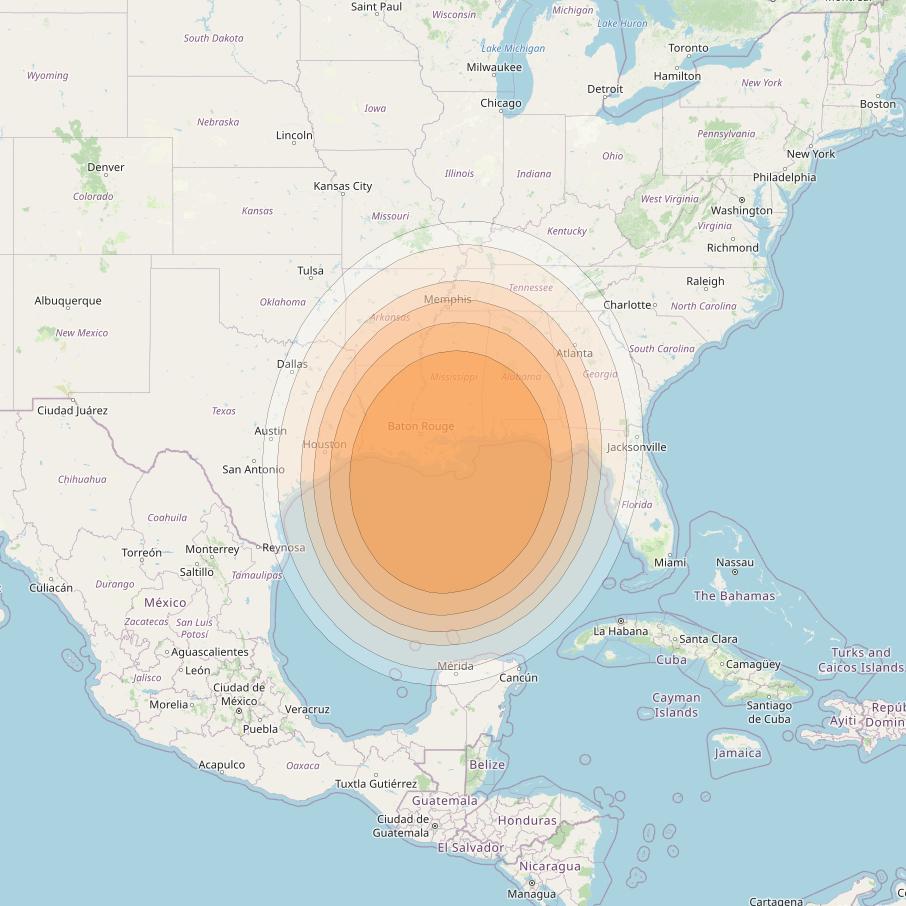 Spaceway 3 at 95° W downlink Ka-band Regional RD16 beam coverage map