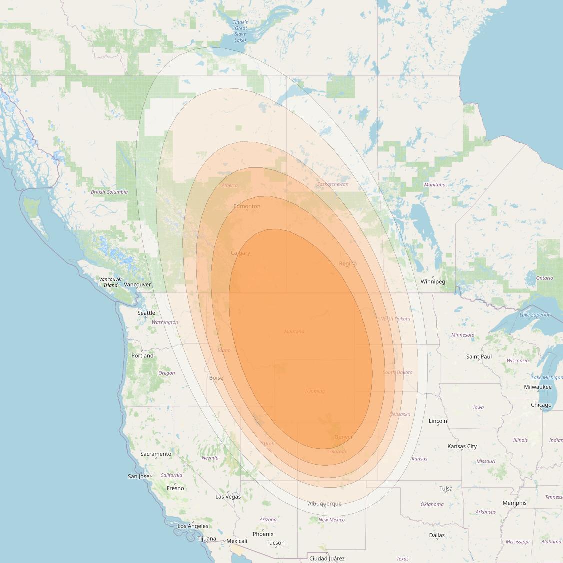 Spaceway 3 at 95° W downlink Ka-band Regional RD2 beam coverage map