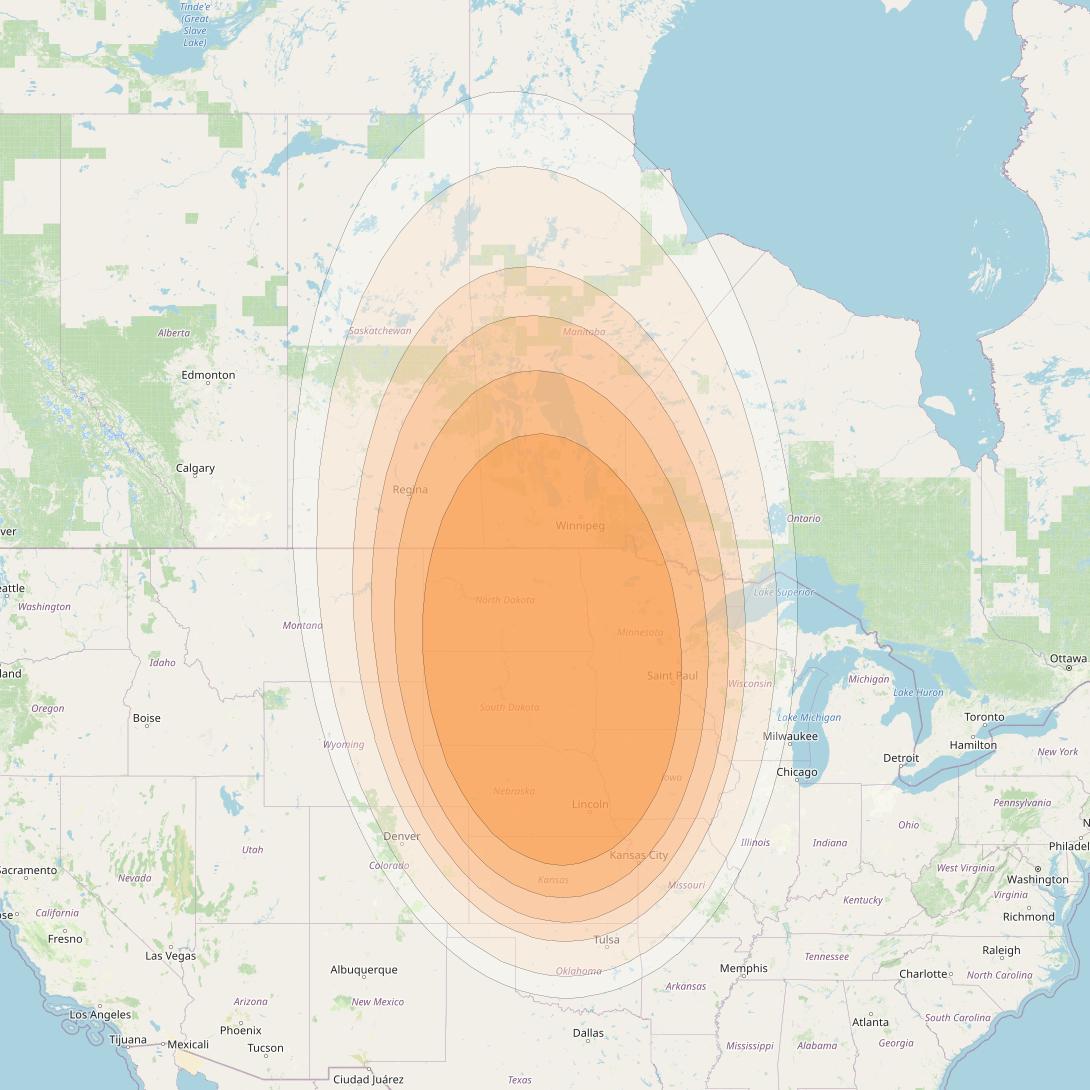 Spaceway 3 at 95° W downlink Ka-band Regional RD3 beam coverage map