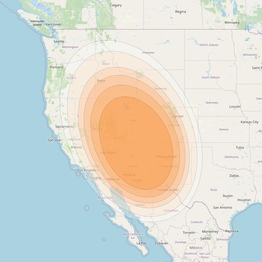 Spaceway 3 at 95° W downlink Ka-band Regional RD8 beam coverage map