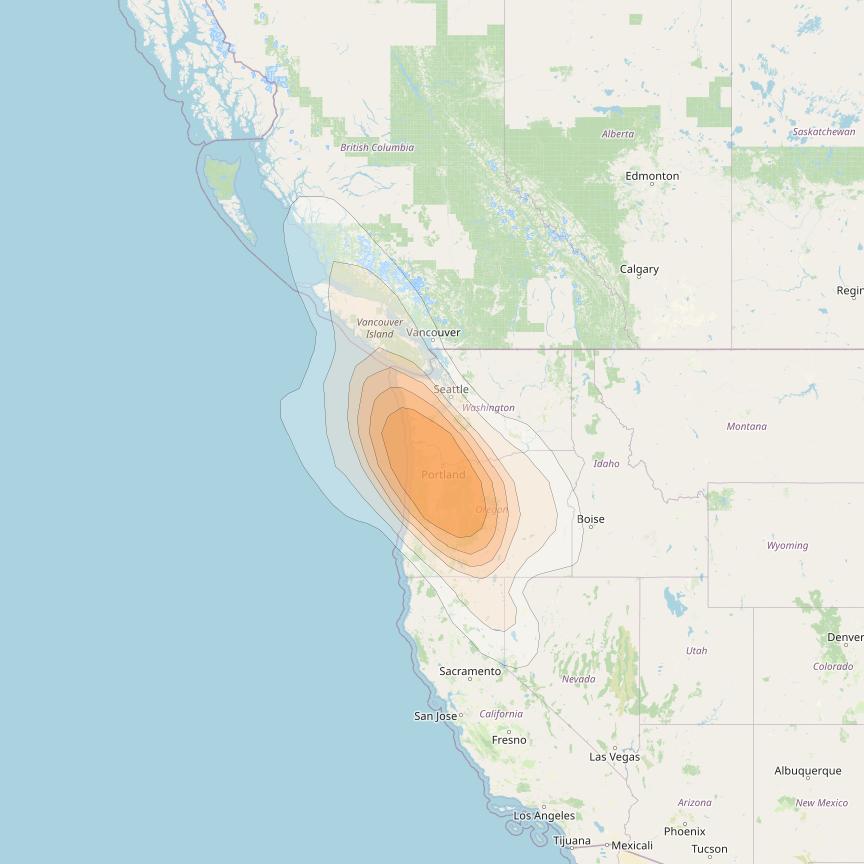 Spaceway 3 at 95° W downlink Ka-band Spot SPD1 beam coverage map