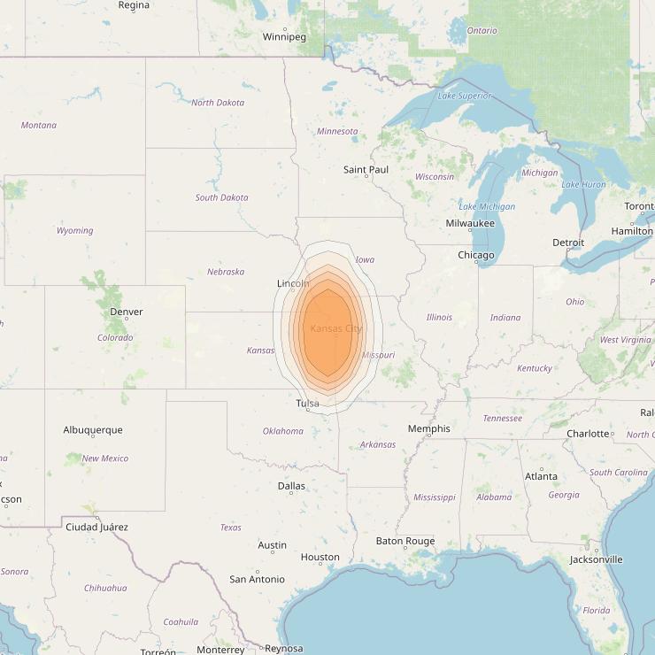 Spaceway 3 at 95° W downlink Ka-band Spot SPD10 beam coverage map