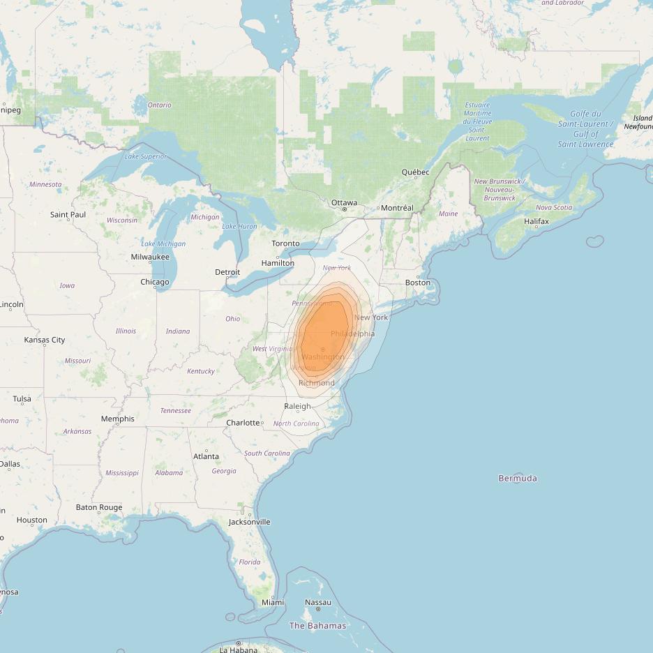 Spaceway 3 at 95° W downlink Ka-band Spot SPD12 beam coverage map