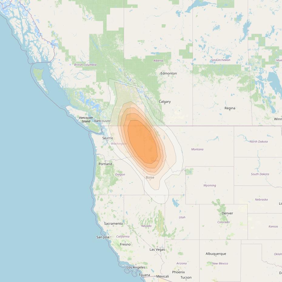 Spaceway 3 at 95° W downlink Ka-band Spot SPD2 beam coverage map
