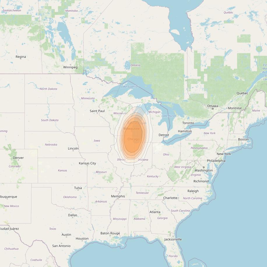 Spaceway 3 at 95° W downlink Ka-band Spot SPD4 beam coverage map