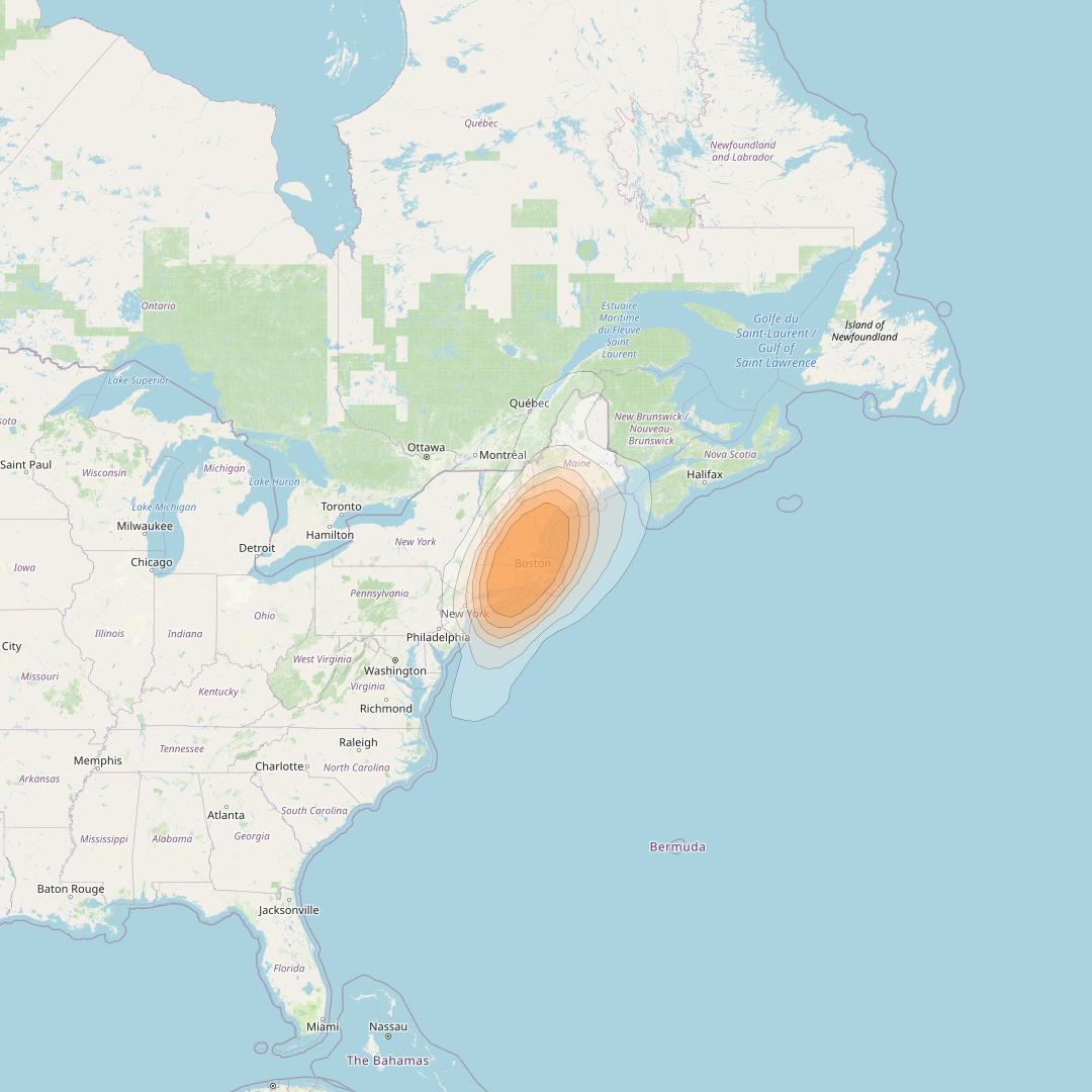 Spaceway 3 at 95° W downlink Ka-band Spot SPD6 beam coverage map