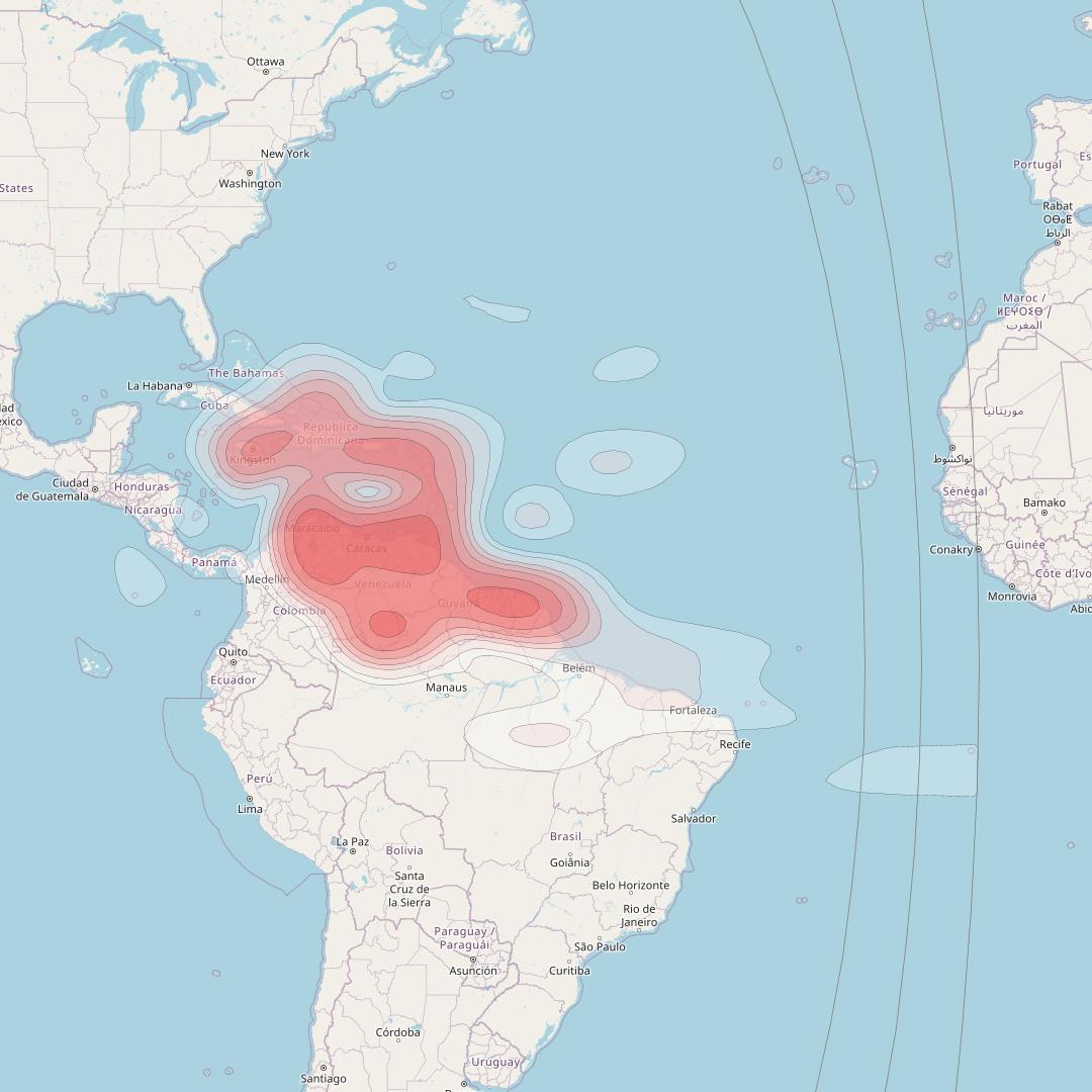 Intelsat 31 at 95° W downlink Ku-band R1LD beam coverage map