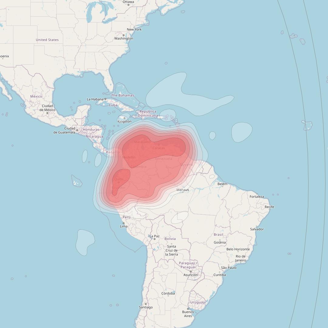 Intelsat 30 at 95° W downlink Ku-band R2R beam coverage map