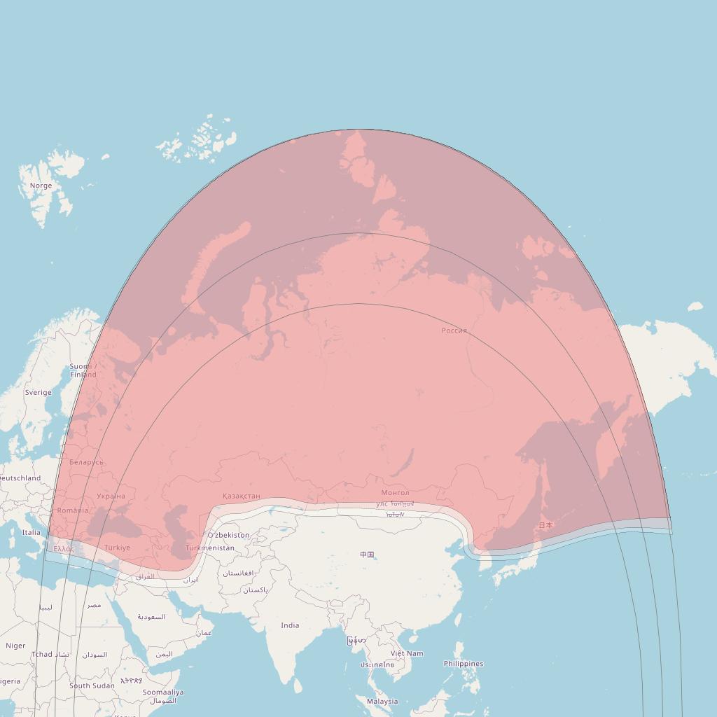 Express 103 at 96° E downlink Ku-band Fixed beam coverage map