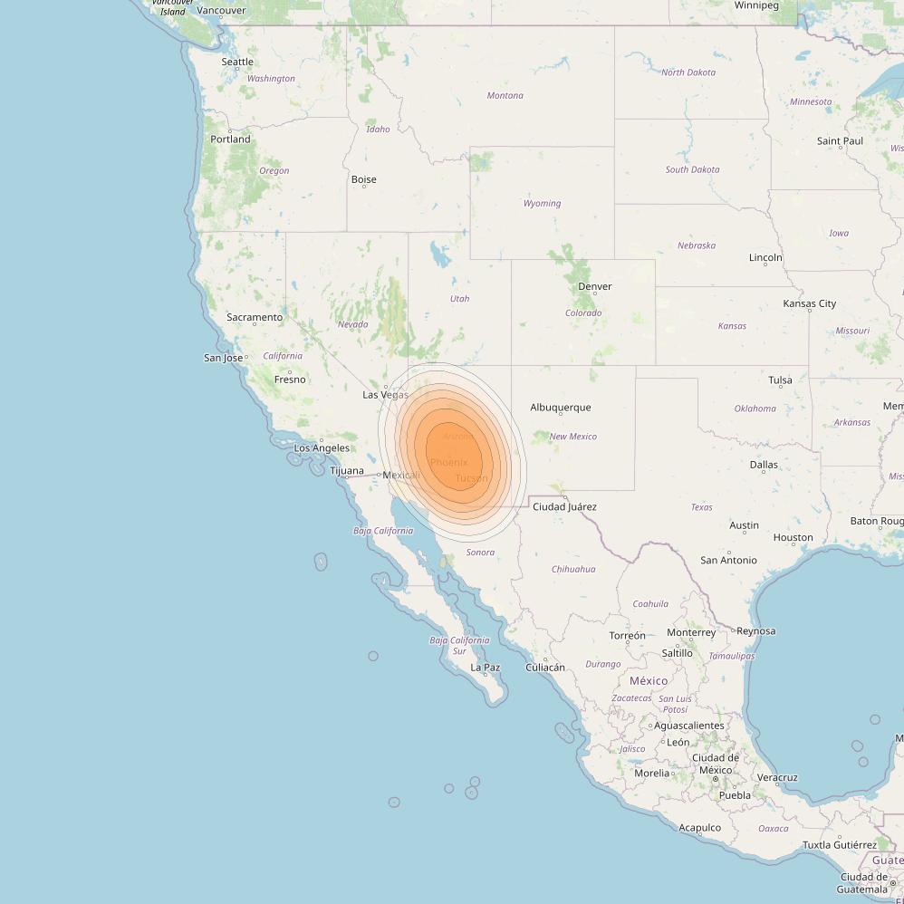 Echostar 19 at 97° W downlink Ka-band G08 Gateway beam coverage map