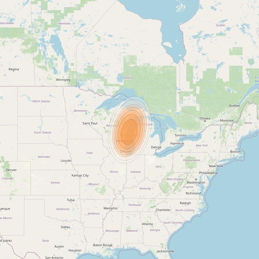 Echostar 19 at 97° W downlink Ka-band U030 User Spot beam coverage map