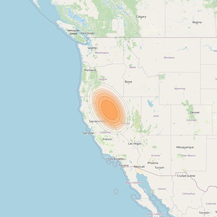 Echostar 19 at 97° W downlink Ka-band U039 User Spot beam coverage map