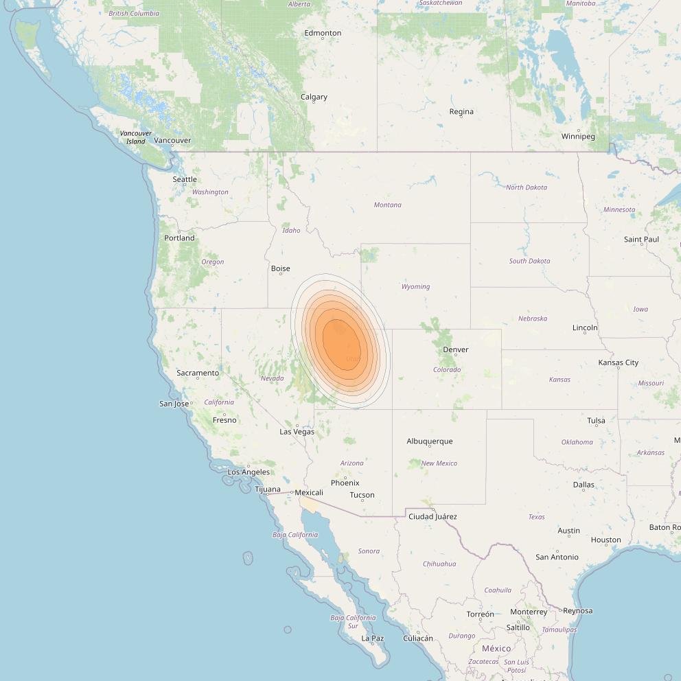 Echostar 19 at 97° W downlink Ka-band U041 User Spot beam coverage map