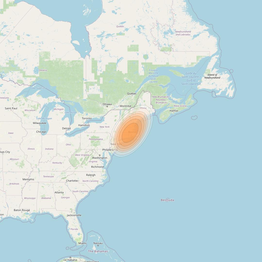 Echostar 19 at 97° W downlink Ka-band U053 User Spot beam coverage map