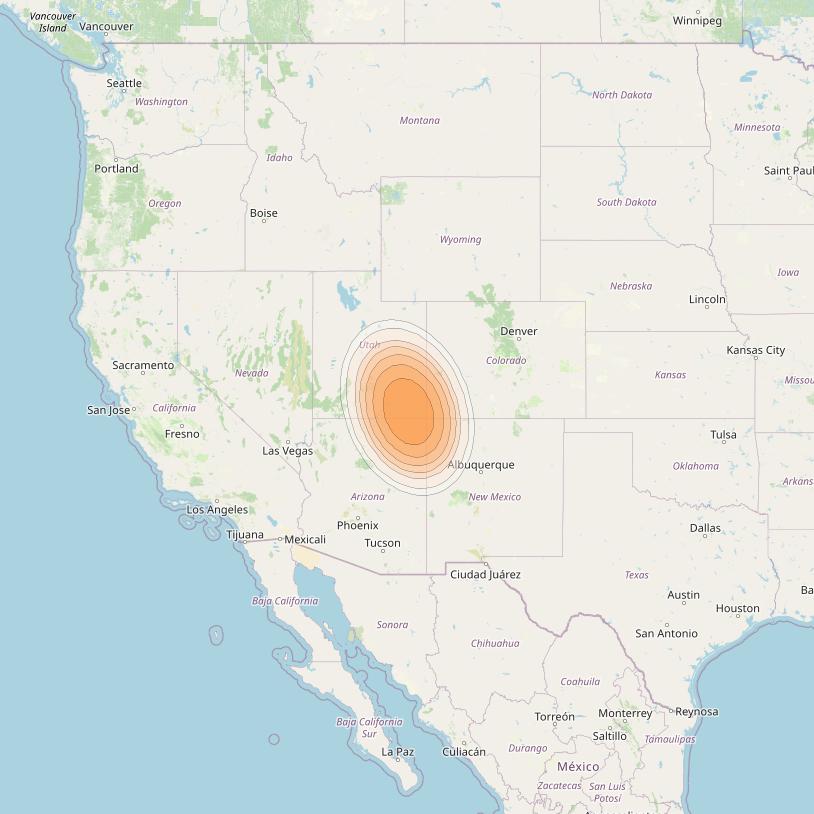 Echostar 19 at 97° W downlink Ka-band U058 User Spot beam coverage map