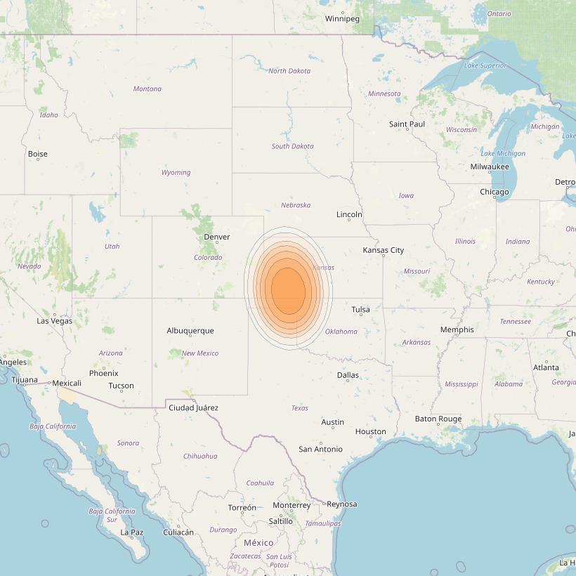 Echostar 19 at 97° W downlink Ka-band U061 User Spot beam coverage map