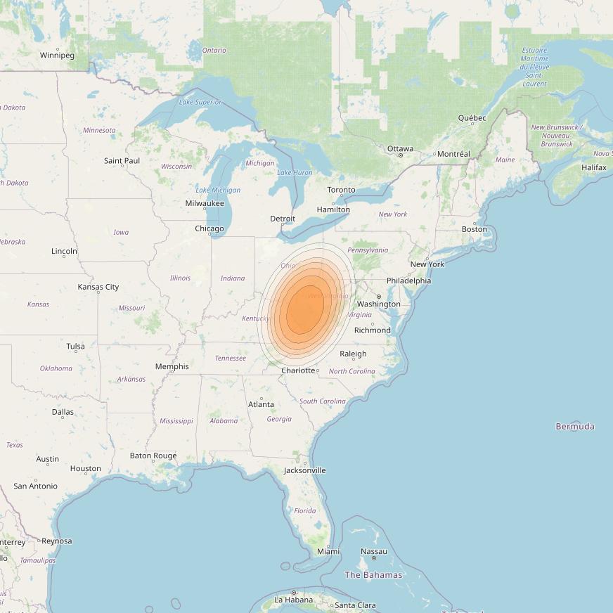 Echostar 19 at 97° W downlink Ka-band U067 User Spot beam coverage map