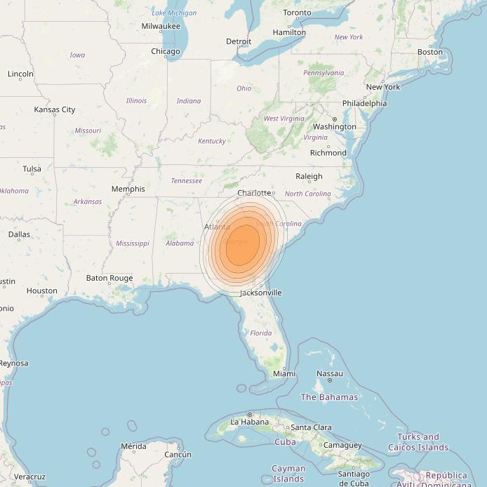 Echostar 19 at 97° W downlink Ka-band U097 User Spot beam coverage map