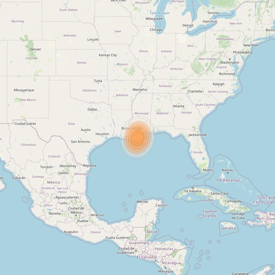 Echostar 19 at 97° W downlink Ka-band U106 User Spot beam coverage map