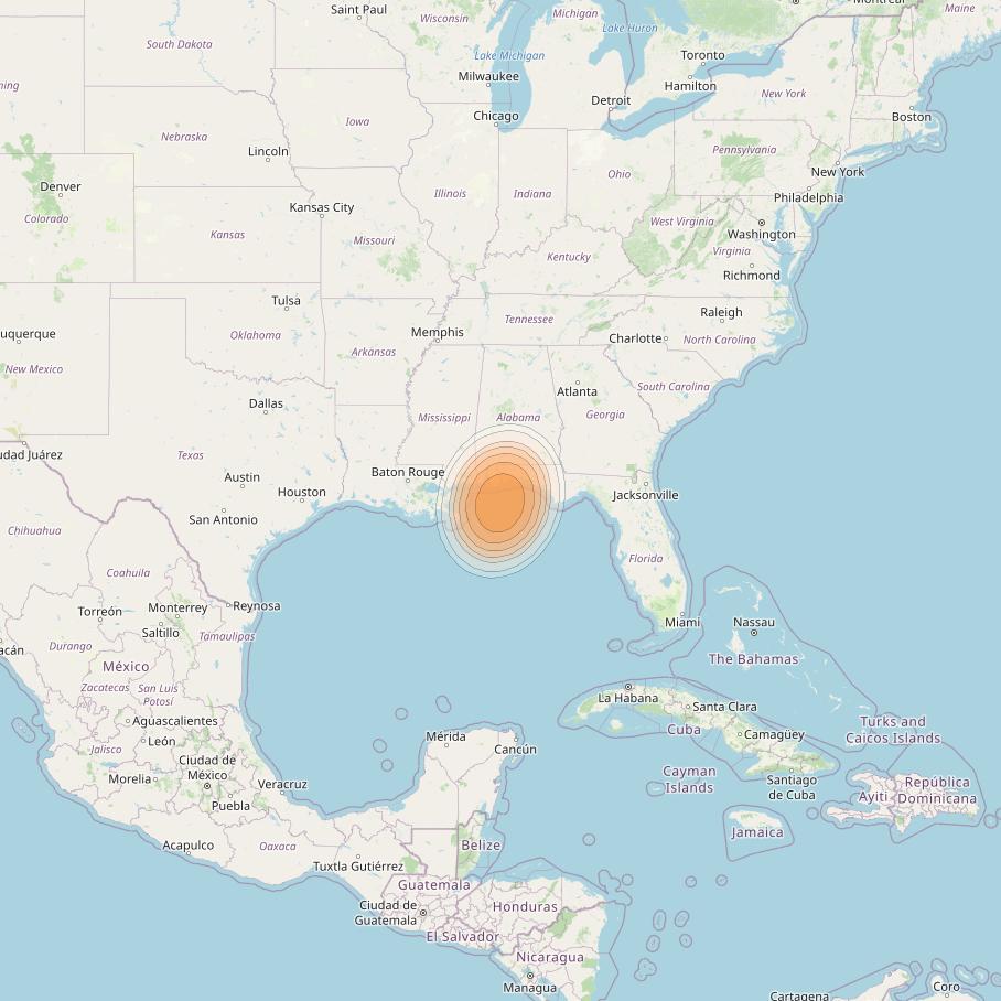 Echostar 19 at 97° W downlink Ka-band U107 User Spot beam coverage map