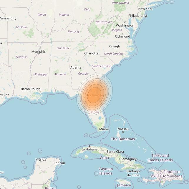 Echostar 19 at 97° W downlink Ka-band U109 User Spot beam coverage map