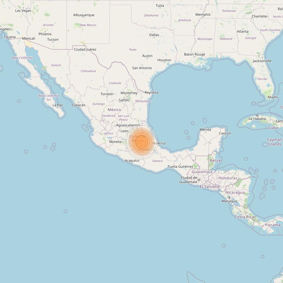 Echostar 19 at 97° W downlink Ka-band U128 User Spot beam coverage map