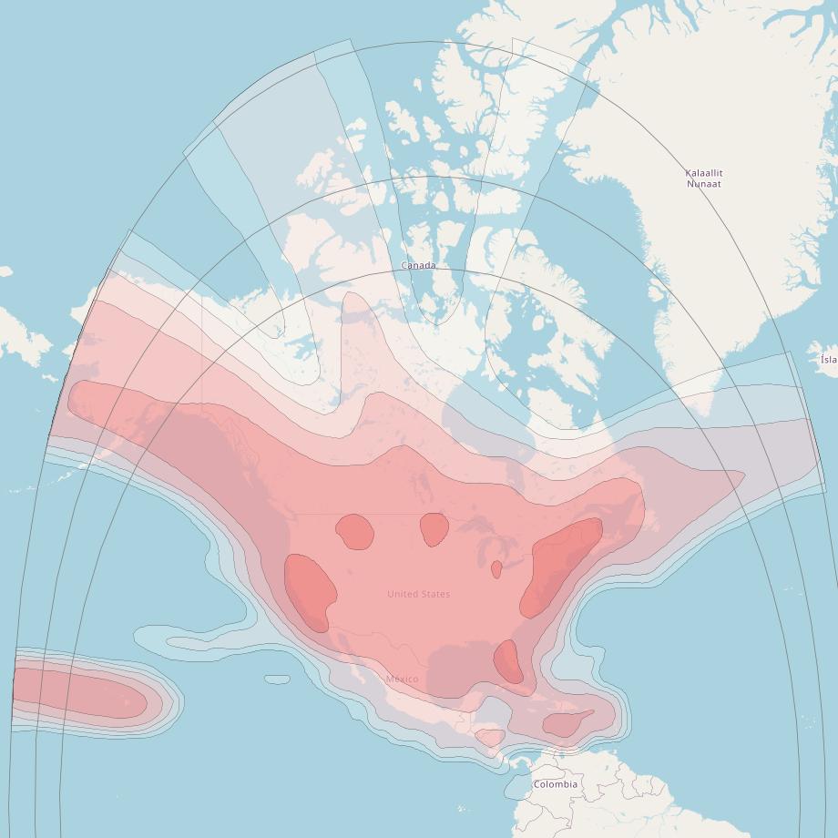 Galaxy 19 at 97° W downlink Ku-band North America Beam coverage map