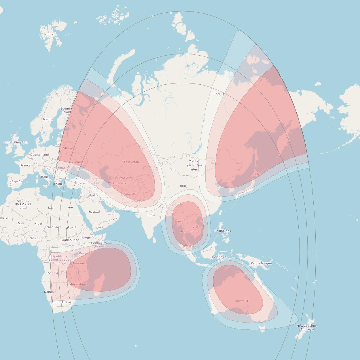 Chinasat 11 at 98° E downlink Ku-band Steerable (variants) beam coverage map