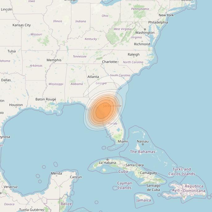 Directv 14 at 99° W downlink Ka-band Spot A07L (Gainsville) beam coverage map